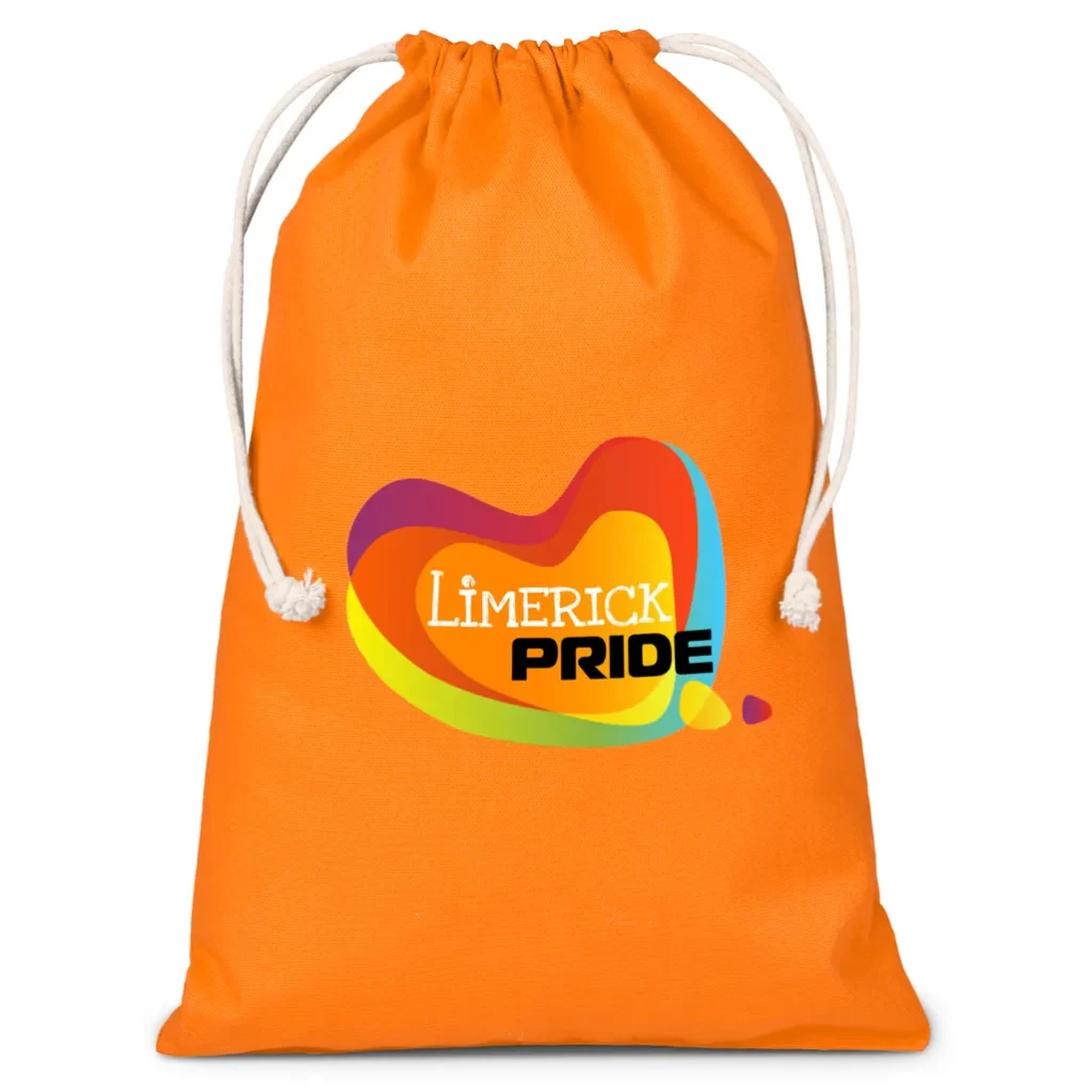 Allsorts Maxi Cotton Drawstring Pouch - Orange