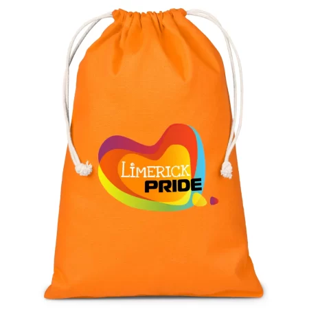 Allsorts Maxi Cotton Drawstring Pouch - Orange