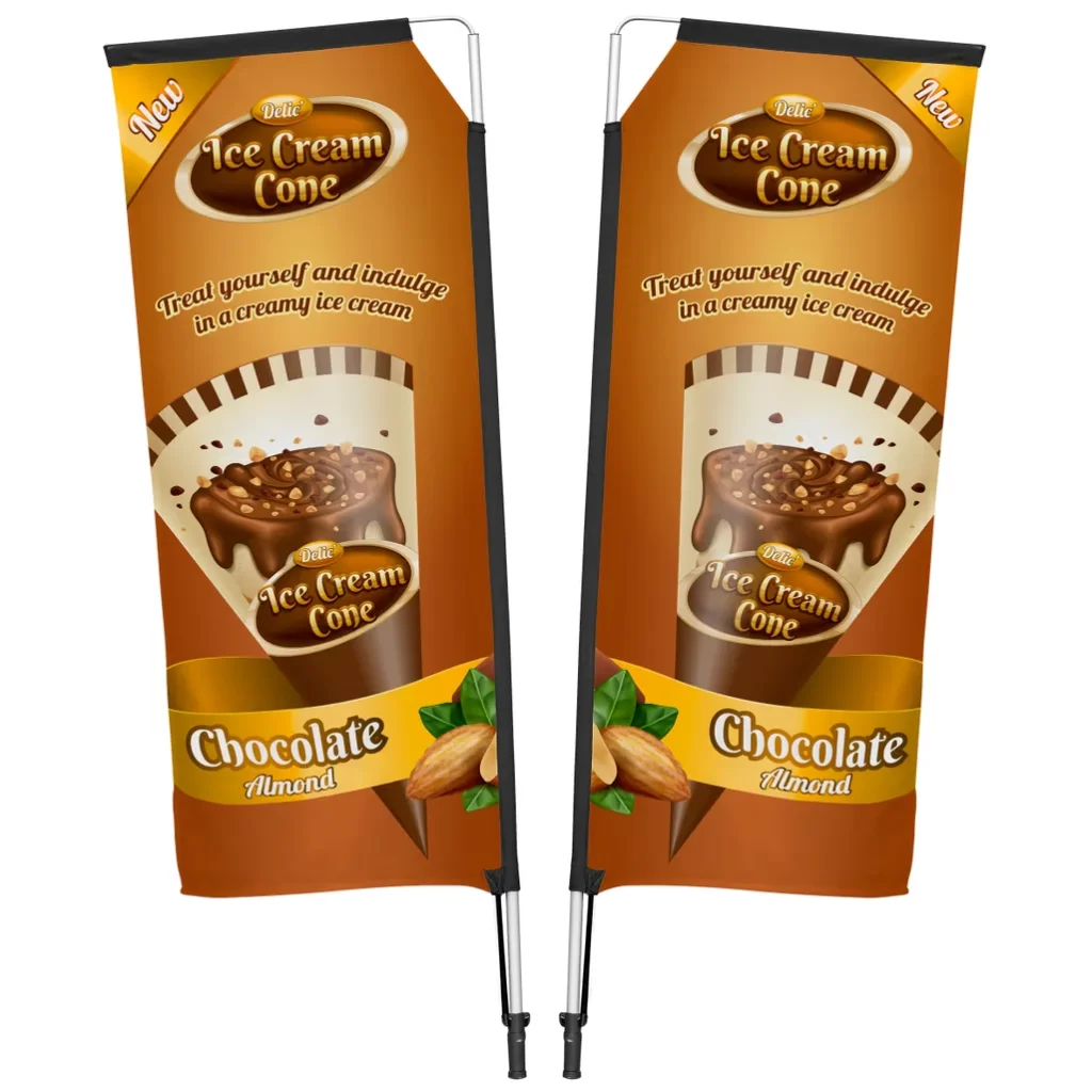 Legend 2M Sublimated Telescopic Double-Sided Flying Banner - 1 complete unit